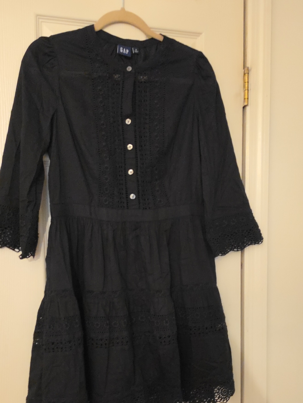 Gap Black Eyelet Mini Dress Size Medium
